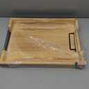 Wooden Rustic Large Serving Tray with Handles | White | Vintage Style | Unique Decorative Metal Corners | Wood Ottoman Tray | Outdoor Tray | Rustic Home Decor Tray | Tray for Coffee Table | Tea Tray