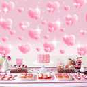 Pink Heart 2000s Backdrop 7x5FT  Y2K Party Decorations with 19.69ft Ribbon, Double-Stitched Early 2000s Pink Heart Banner with 4 Brass Grommets for Birthday Wedding Photoshoot