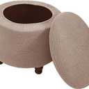 Round Ottoman Slipcover Stretch Soft Footstool Slipcover Corn Grid Storage Cover Folding Stool Covers Furniture Protector for Home Decor Khaki