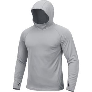TACVASEN Men's Rash Guard Sun Hoodie Long Sleeve UPF 50+ Sun Protection SPF Quick Dry Hiking Swim Fishing Shirt (Large, Gray)