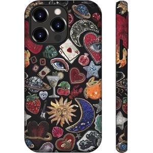 Generic Case Compatible with iPhone 14 Pro,Moon and Stars Vintage Phone Case for Girl Women,Durable Protection Case