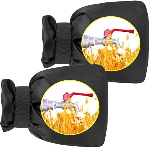 Ponpon Outdoor Faucet Cover for Winter, 6.3" W x 9" H Garden Faucet Socks for Freeze Protection, Reusable Waterproof Thickened Outside Yard Insulated Spigot Cover 4Pcs Pack of 2