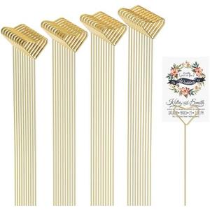 AMZLUV 40 Packs Floral Card Holder Picks - Metal Gift Card Holder Sticks for Bouquets, Wedding Centerpieces, Photo Holder Sticks, Floral Picks for Cards, Picture Holders for Centerpieces, Heart-Shaped