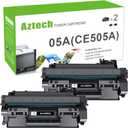 Aztech 05A CE505A Toner Cartridge Black Compatible for HP LaserJet CE505A 05A for HP LaserJet P2035 Toner Cartridge P2035N P2055DN 2055DN 2035N P2030 P2050 P2055D P2055X 2055D 2055X Printer 2 Pack