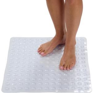 ENKOSI Square Shower Mat  21 x 21 Inch Non-Slip Bathroom Shower Stall Mat with Suction Cups and Drain Holes  Anti-Slip Shower Mats for Inside Shower - Square Bathmat (21x21 Clear)