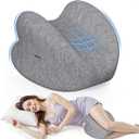 Knee Pillow for Side Sleepers, High-Density Memory Foam Leg Pillow for Side Sleeping, Heart-Shaped Design for Knees, Hips & Spinal Alignment, Grey, Large