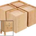 HOZEON 4 Pack 4 Inch Wood Bed Risers, Heavy Duty Furniture Risers, Wooden Furniture Lifters Square Bed Frame Lifters Extenders for Couch, Sofa, Bed, Chair, Dark Brown