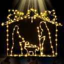 23" Christmas Window Silhouette Lights Large Light up Nativity Scene Window Decorations with 80 LEDs Nativity Star of Bethlehem Angel for Yard Lawn Home Party Patio Garden Wall, 8 Modes