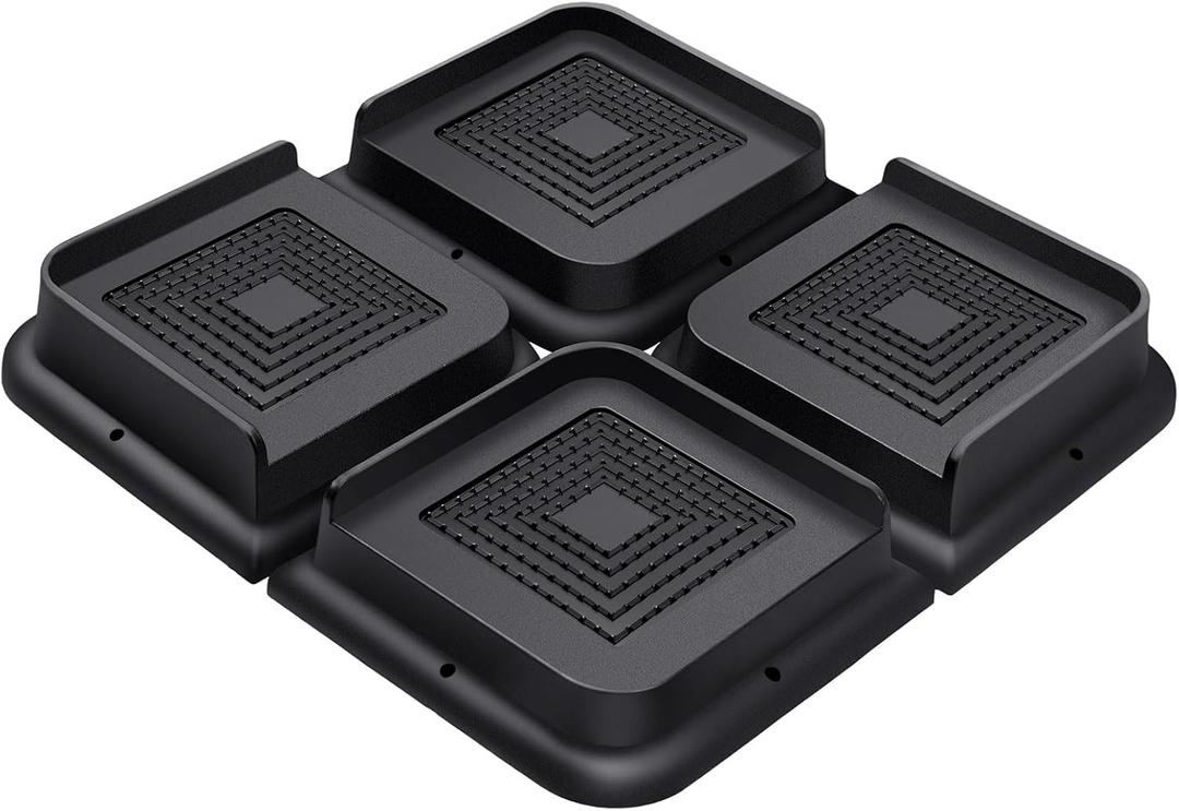 ANNKUT Bed Risers 1 Inch Heavy Duty, Furniture Risers for Bed Desk Table Sofa Couch,Oversized Bed Lifts Risers,Support up to 5000 Lbs(4 Pack Black)