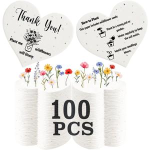 miaform 100 Pcs Plantable Seed Paper Hearts | Thank You Employee Appreciation Gifts Bulk | Party Favors for Baby Shower | Wedding Favors for Guests | Small Business Thank You Cards