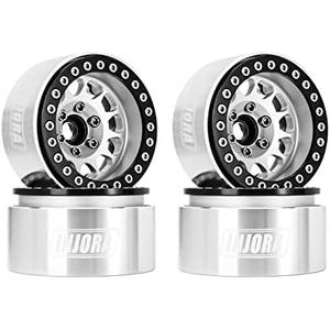 INJORA 1.9 Beadlock Wheel Deep Dish Negative Offset 10.4mm Wheel Rim for 1/10 RC Crawler Auto Axial SCX10 90046 AXI03007 TRX4 VS4-10 Gen8 MST CFX(Black＆Sliver)