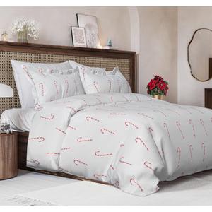 Christmas Duvet Cover King Size Set - Extra Soft King Duvet Cover with 2 Pillow Shams - Holiday Xmas Bedding with Zipper Closures & Ties - Comfy, Snug & Cozy Breathable Bed Set - 104 x 90, Candy Cane