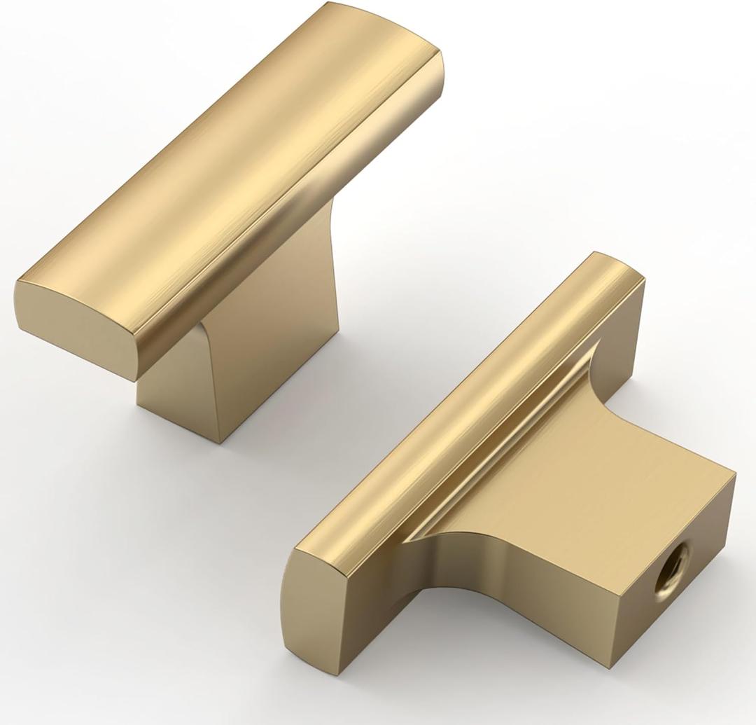 Asidrama 10 Pack Champagne Bronze Kitchen Cabinet Knobs for Dresser Drawers - Zinc Hardware (Single Hole Knob)