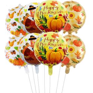 12Pcs 18'' Fall Balloons - Thanksgiving Foil Balloons with Turkey, Maple Leaf Designs for Party Decoration