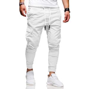 Men's Casual Pants - Cotton Chino Cargo Pants for Hiking and Outdoor Recreation, Drawstring Sweatpants in Twill Track Jogging Size 30 (White)