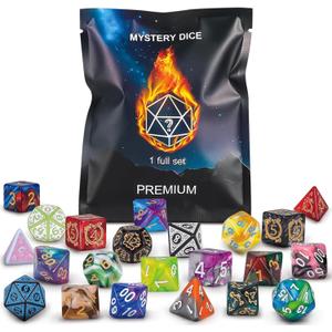 QMAY Polyhedral Dice - Mystery Dice Set, Various Styles, Random DND Dice Patterns & Dice Bag, Mystery Bags, D&D Gifts for Dungeons and Dragons, RPG, MTG, Role Playing Table Game