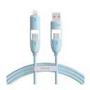 TRON 4-in-1 USB A to C Charger Cable - Pink, 5FT, with LED Light (Blue)