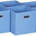 Household Essentials 6 ct Open Fabric Cube Storage Bins, Carolina Blue