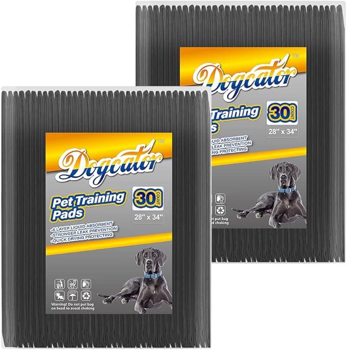 Dogcator 60 Count Charcoal Pee Pads for Dogs, 16"x23'" Activated Charcoal Dog Pee Pads, Odorless Potty Pads, XL Disposable Puppy Pads Pet Training Pads