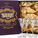 Crystal Sherry, Sweet Port and Dessert Wine Glasses | Set of 4 | 3.7 oz Small Schooner Sippers for Cordials and Liqueur | Long Stem Glassware for Aperitif, Digestive, After Dinner Drinks