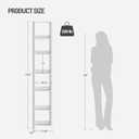 Hzuaneri Bookcase, Tall Narrow Bookshelf, Open Display Storage Shelf, Skinny Cube Book Shelf with Adjustable Shelves, CD Rack for Living Room, Home Office 6-Tier(9.4 x 11.8 x 72.5 inch) White BC09603X