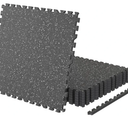 0.56 Inch Thick 24 Sq Ft Gym Flooring for Home Gym, 6 Tiles Robust Rubber Top with Eva Foam Exercise Equipment Mats, Protective Flooring Puzzle Mat for Fitness Room