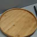 LITA Log Desktop Round Side End Table, Nightstand Tables, Indoor Outdoor Round Side Table, Wooden Tray Table with Black Metal Stand End Table for Living Room Bedroom Office Small Spaces (L)