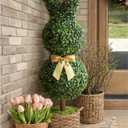 Easter Decorations - 3 Ft Boxwood Bunny Topiary with Bow - Artificial Bunny Shaped Tree with Planter Pot for Indoor Outdoor Decor - Spring Decoration for Home Yard Front Door Porch Mantle Party