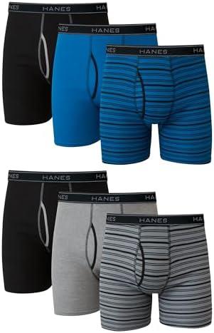 Hanes Men's Underwear Boxer Briefs Pack, Cool & Breathable Cotton Moisture-Wicking Underwear for Men, No Ride Up.M