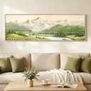 Framed Green Abstract Landscape Wall Art Decor for Living Room, 24x24 In, 60"L x 20"W
