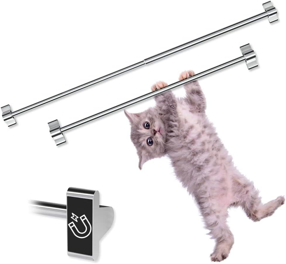 TidyFriend Magnetic Towel Holder for Refrigerator - 2 Pack Adjustable Towel Holder, Magnetic Towel Bar for Fridge, Kitchen Stove, Oven, Dishwasher, Sink Laundry Washing Machine (Modern Silver)