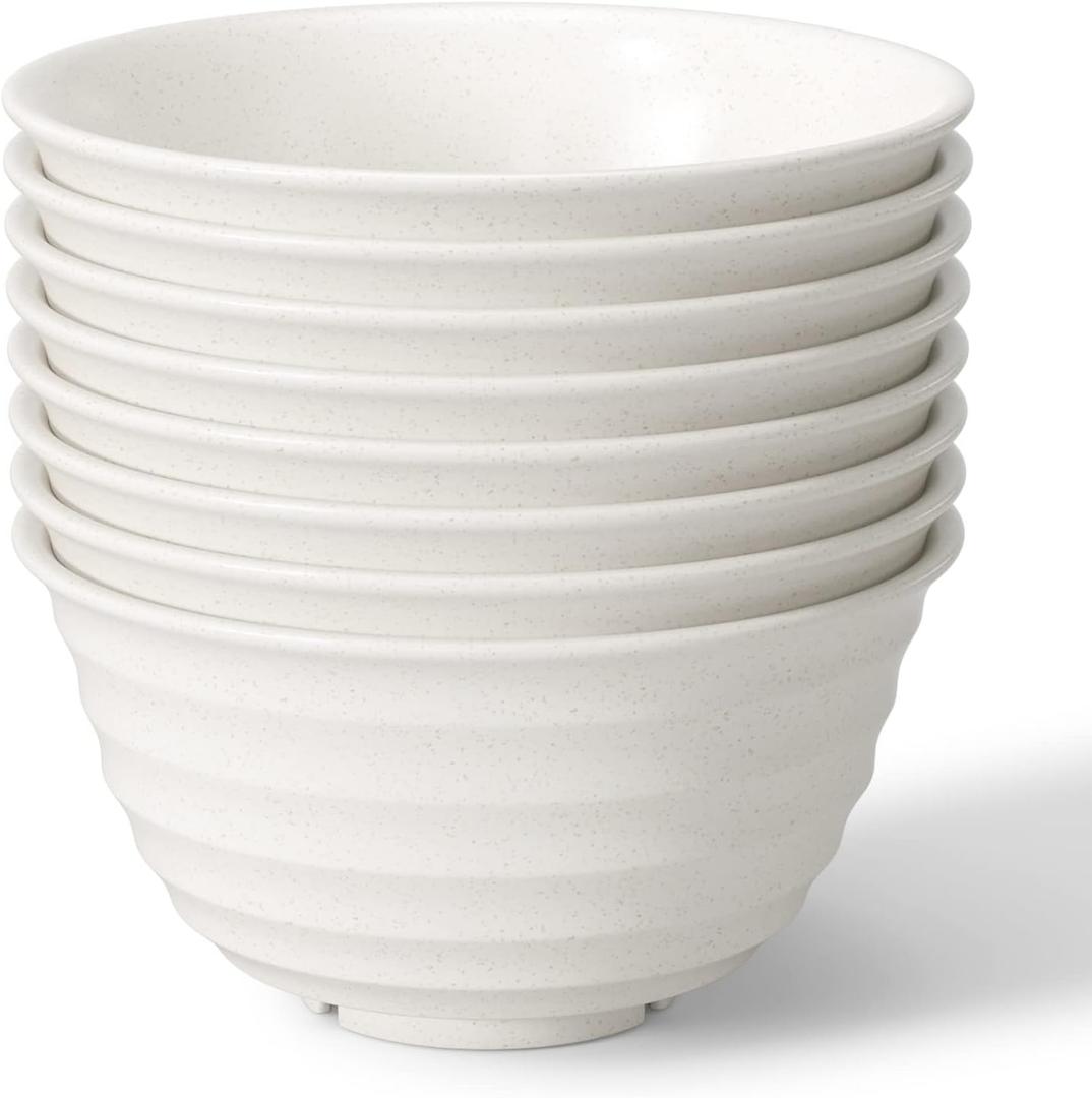 Homestockplus Unbreakable Cereal Bowls 30 OZ Ramen Bowl Microwave and Dishwasher Safe BPA-Free Eco-Friendly Deep Soup Bowl for Cereal, Salad, Soup, RiceNOT CERAMIC [Set of 8] (Beige)