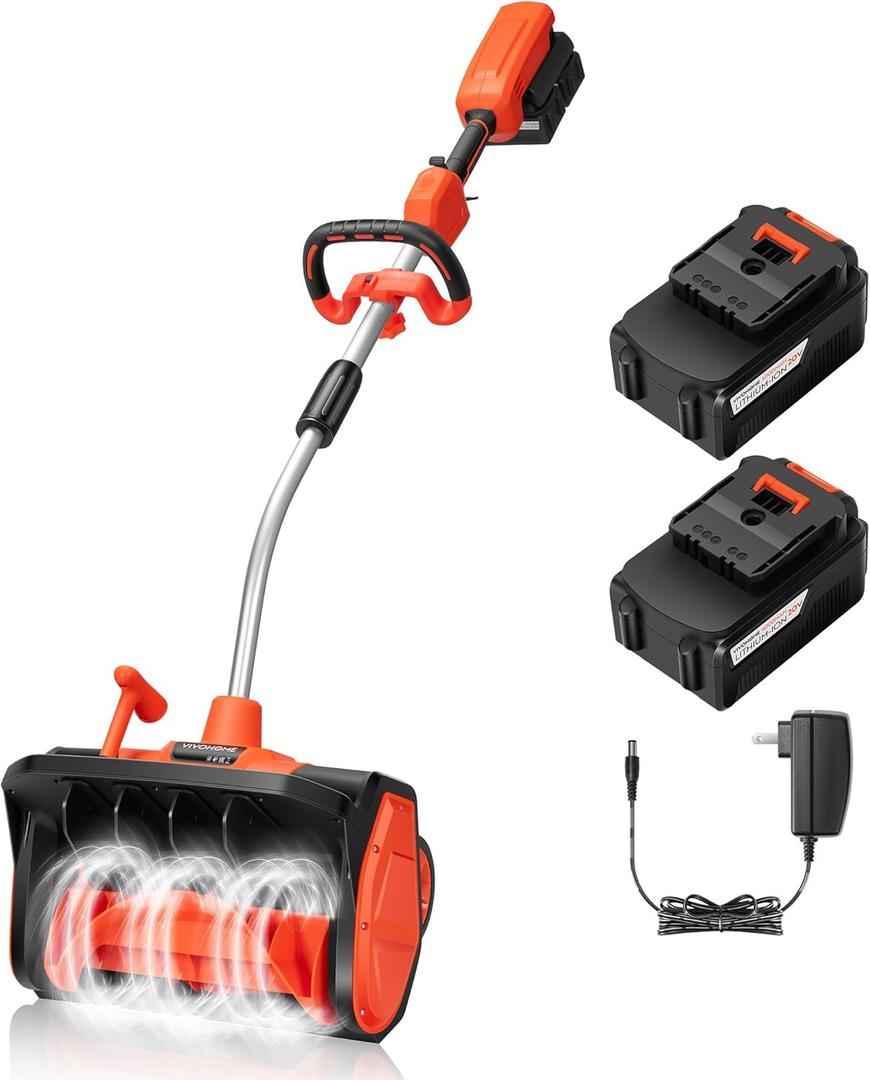 VIVOHOME 17Inches Cordless Snow Shovel 40V, Battery Powered Electric Snow Blower with Adjustable Front Handle and 3 Adjustable Throwing Directions, 4.0Ah Battery and Charger Included,Orange