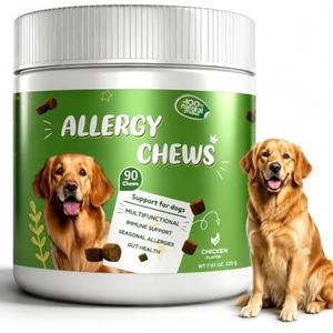 Dog Allergy Chews - Itch Relief for Dogs Immune Support with Colostrum Probiotics - Seasonal Allergies Anti-Itch Skin & Coat Supplement, Itchy Skin & Paw Relief Bites- Chicken Flavor (EXP: 11/07/2027)