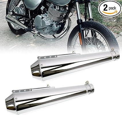 2PCS Stainless Steel Motorcycle Exhaust Muffler Silencer Pipe
