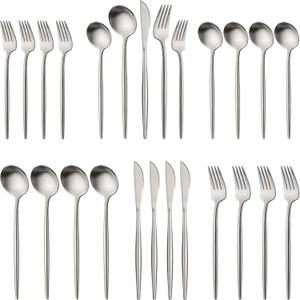 Silverware Set of 20 Stainless Steel Heavy Duty Flatware Set Service for 4 Matte Silver Cutlery Tableware Set Include Dinner Knives Forks Spoons for Kitchen Home Restaurant
