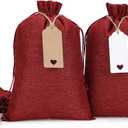 Tapleap Burlap Bags with Drawstring - 10Pcs 8x12 Red Gift Sacks for Wrapping Halloween Favors, Breads, Mason Jars, For Birthday, Wedding, Fall Themed Party or Household Use