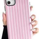 Compatible with iPhone 11 Case, Cute Fashion Aesthetic Striped Pattern Cover for Women, Shockproof Soft TPU and Hard PC Protective Phone Case for iPhone 11 6.1"- Pink