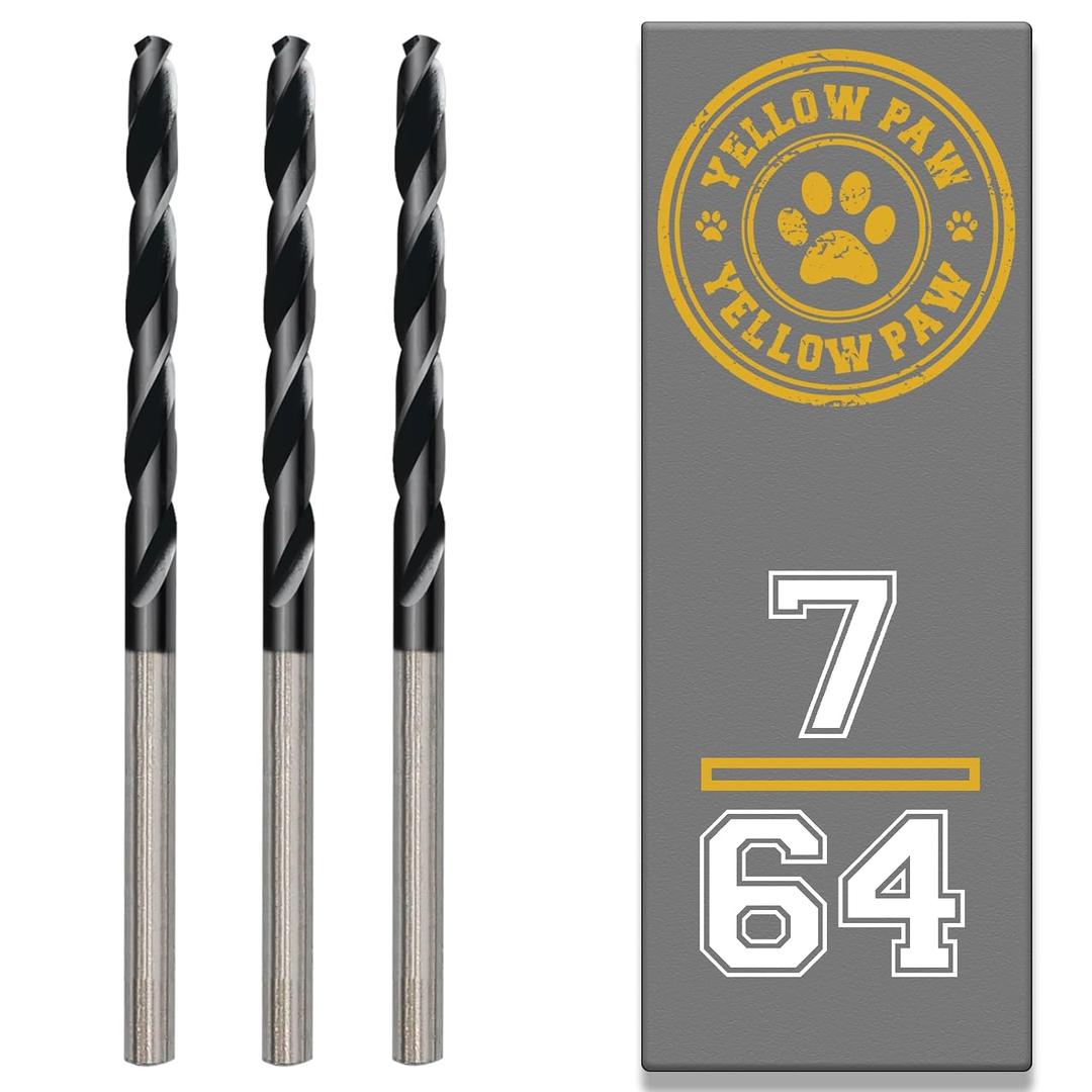 7/64 Inch Drill Bit (3 Pack) Industrial Grade M35 Cobalt Titanium Aluminum Nitrite - 7/64" Diameter & Total Length of 2-5/8" with Working Length of 1-1/2" Easily Drill Into Metal, Steel, & Aluminum