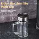 Glass Tea Cup with Infuser,18.6oz/550ml Double Wall Loose Leaf Tea Mug with Infuser and Lid Travel Tea Steeper (C14)