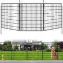 5 Panels Dog Fence Outdoor for Yard, 33 in(H) X 12 ft(L) Decorative Garden Fence Rustproof No Dig Animal Barrier Fencing Metal Wire Panel Border Patio Rabbits Ground Stakes Fencing