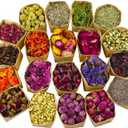 20 Pack*0.28oz Organic Dried Flowers|Linen Bag&Bamboo Clamp,Gluten-Free,Candle Soap Making,Lavender,Pink Rose,Jasmine and More