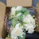 Party Table Centerpieces - Set of 6 Pre-Made Daisy Floral Arrangements with Black Metal Vase for Birthday, Baby Shower, Events Celebration Decorations - Ivory White & Rose Gold