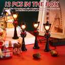 Treela Christmas Lamp Post Village Accessories Mini Street Lamp Dollhouse Streetlight Models Miniature Xmas Village Pathway Lantern Gifts for DIY Micro Landscape Garden Accessories(12 Pcs,Simple)
