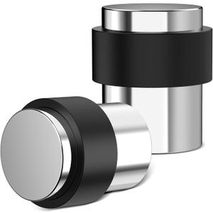 4 Pack Silver Mirror Finish Door Stoppers for Floor Mounting Door Stopper Heavy Duty304 Stainless Steel Cylindrical Made with Rubber BumperFloor Mount Door Holder Keep Door Open