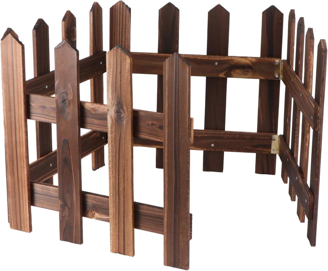 DOITOOL Christmas Wooden Picket Fence, Wood Christmas Tree Fence Garden Picket Fence for Christmas Tree Wedding Party Decoration (Wood Color, 120x30cm)