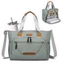 Diaper Bag Tote, Large Tote Diaper Bag with 16" Laptop Compartment, Baby Bag with Insulated Pocket for Mam and Dad, Ideal for Travel, Work (Morandi Grey) | Waterproof