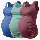 Maternity Tank Tops for Women Ruched Sleeveless Basic Tops Maternity Shirt Vest Pregnancy Tee
 XL