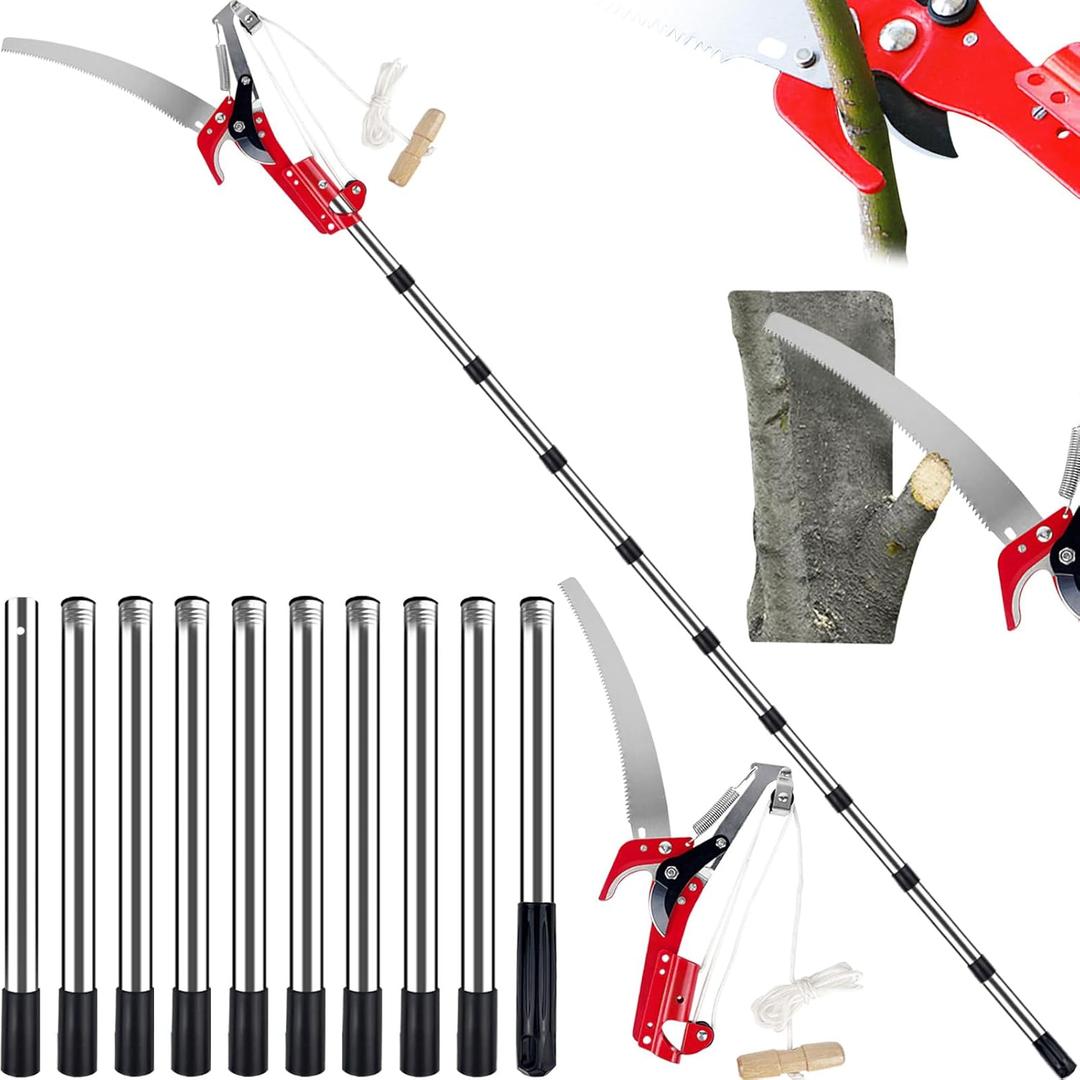 13ft Pole Saws for Tree Trimming, Lightweight Stainless Steel Tree Trimmers Long Handle Pruner, Tree Pruner Extendable, Manual Pole Cutter for Yard Garden Patios Trees Branches Cutting
