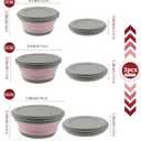 Collapsible Bowl, 3 Pcs Food Grade Silicone Camping Bowl, Expandable Salad Bowl Lunch Box with Lid & Tableware for Travel and Picnic (Pink)